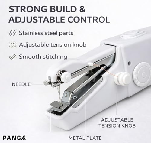 Image of PANCA Handy Stitch Mini Sewing Machine | Portable Handheld Silai Machine for Quick Stitching, Clothes Repair & DIY Craft | Manual Sewing Tool for Home Tailoring, Travel, Fabric Repair & Emergency Use
