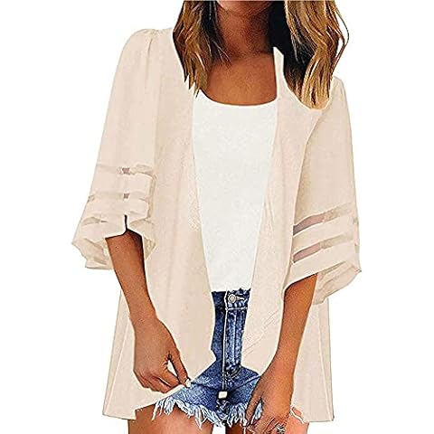 Rokou Summer Womens Beach Wear Cover up Swimwear Beachwear Bikini Beach Dress Cover-ups Boho Chiffon Kimono Cardigan (MColor 3) Cover