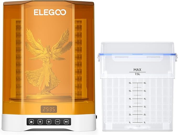 ELEGOO Mercury Plus 3.0 Wash and Cure Station for Resin 3D Printing – Dual Function UV Curing and Wash Machine with 360° Rotating Curing Platform, Adjustable Timer, & Enclosed Design.