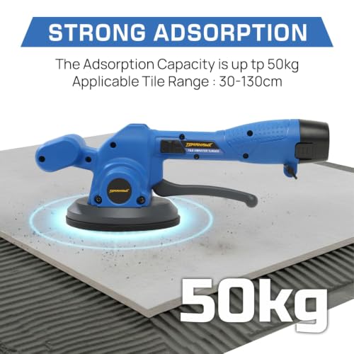 Image of TOMAHAWK TCTV-12A 12V Cordless Tile Vibrator & Tile Laying Machine | 135mm Suction Cup | 1800-5500 t /min Vibration | Fits 30-130cm Tiles | 50kg Vertical & 60kg Horizontal Load
