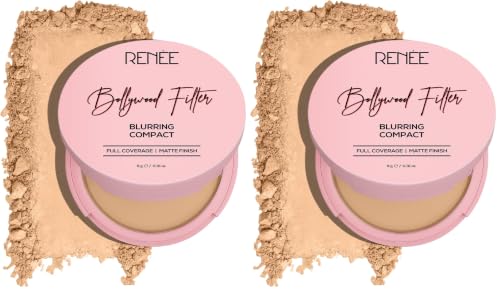 Image of RENEE Bollywood Filter Blurring Compact - Mocha Mirage | Pore Minimising, Matte Finish, Full Coverage, Rich Pay-off | Blurs Pores & Blemishes | 9g (Pack of 2)
