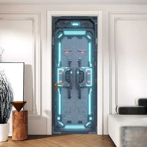 Image of Sci Fi Door Sticker, Spaceship Door Cover, 30.3x78.7in