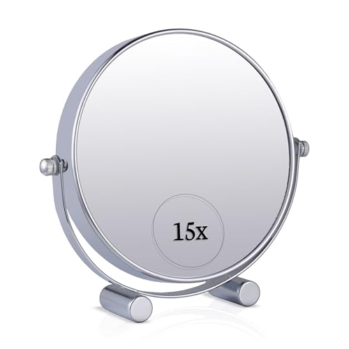 Espejo de maquillaje doble cara con aumento 15x y 1x miniatura 2
