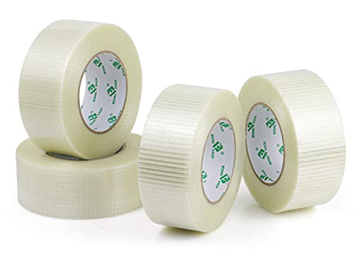 BOMEI PACK 4 Pack Bi Directional Filament Ruban Adhésif, Ruban d'emballage renforcé de fibres filament Renfort et cerclage ruban adhésif robuste adhésif, 50m x 50mm – vue 9