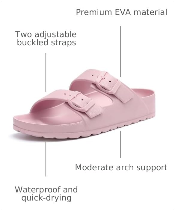 Image of KIDMI Medium Arch Support EVA Beach Sandals for Women | Women's Adjustable Buckle Straps Waterproof Pool Sandals, Comfortable Slip on Summer Slides for home and Casual Walks