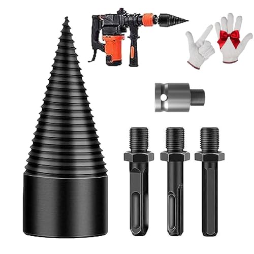 Broca For Leña For Partir Troncos, Juego De Brocas Escalonadas De 50 Mm/42 Mm/32 Mm Con 4 Vástagos Reemplazables, Taladros Eléctricos De Alta Resistencia, Destornillador Cónico(32mm)