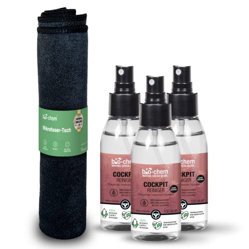 bio-chem Cockpit-Pflege 3X 100 ml Cockpitspray + Mikrofasertuch I Auto Innenraum Reiniger mit schonender Pflege für Leder und Kunststoff I Sorgt für strahlenden Glanz mit Schutz bio-chem Cockpit-Pflege 3X 100 ml Cockpitspray + Mikrofasertuch I Auto Innenraum Reiniger mit schonender Pflege für Leder und Kunststoff I Sorgt für strahlenden Glanz mit Schutz