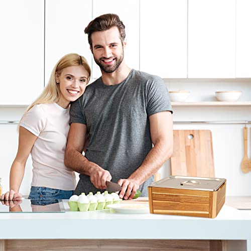 Bruvvers Acacia Wood Compost Bin - Countertop Trash Can For Smell-Proof Indoor Composting, With Adhesive Lid Holder And 1.6 Gal Container For Your Kitchen #TOP5