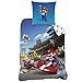 Produktbild MARIO Kart Bettwäsche · Kinderbettwäsche · Jugendbettwäsche · RACE · Nintendo Super Mario Kart 8 · Wende Motiv - Kissenbezug 80x80 + Bettbezug 135x200 cm - 100% Baumwolle