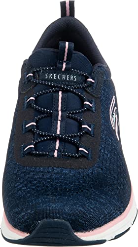 Skechers Skechers womens Low-top Slip On Trainers, Blue Navy Mesh Hot Melt Pink Trim Nvpk, 5 Big Kid US