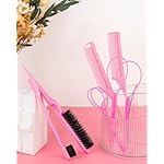 Aigee 8Pcs Hair Styling Combs Set Include 4Pcs Topsy Hair Tail Tools 2 Styles of Rat Tail Comb,1Pcs Bristle Teasing And Slick Back Hair Brush,1Pcs Edge Control Brush,Eyebrow Brush for Woman Girl Pink - Image 2