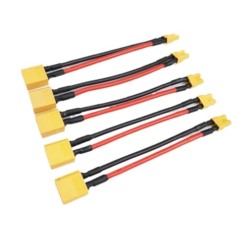 XT60 - XT30 �R�l�N�^ �A�_�v�^ �P�[�u�� 10cm 14AWG �V���R�[�� ���C���[ �����b�L CineLog35/FPV �h���[���p 1/5 ��(5pcs XT30F to XT60M)