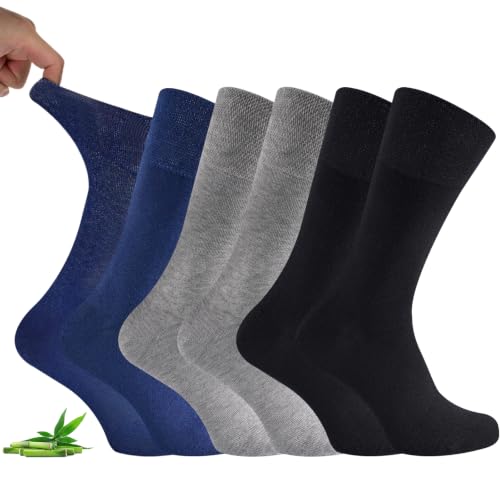 Image of Niorasen Bamboo Diabetic Socks for Men Women, 6 Pairs Soft Top Casual Socks
