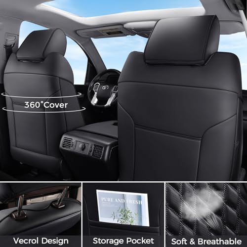 Huidasource Dodge Ram Seat Covers Full Set, Full Coverage Waterproof Leather Truck Seat Cushion Protector Custom Fit for 2009-2018 Ram 1500, 2010-2025 2500/3500 Crew Mega Cab(Full Set/Black) by Huidasource - Image 2