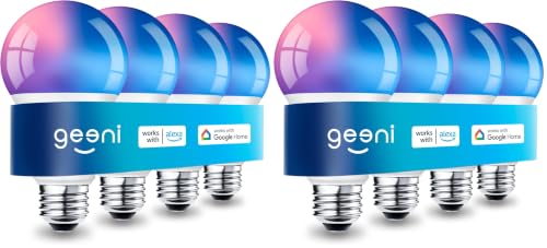 Image of Geeni Prisma Plus 800 Dimmable Smart Light Bulbs with 2.4 GHz Wi-Fi Connectivity - Color-Changing & Tunable White, A19 LED Smart Bulb - Works with Alexa & Google, 8-Pack