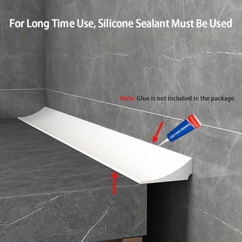 1 m Silikon-Dichtungsstreifen für Duschwannen, Kantenabdichtung, Spaltdichtung, Schwelle, Nassraum, Boden, Wassersperre, Spritzschutz für Badewanne, Arbeitsplatte (zwei Klebstoffe)