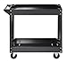 Muscle Rack SC3016 Industrial Black Commercial Service Cart, Steel, 220Lbs Capacity, 33" width x 30.5" Height x 16" Depth, 2 Shelves, 30.5" Height, 33" width, 16" Length, 2-Level