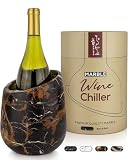 Gusto Nostro Marble Wine Chiller Bucket - 750ml Wine Bottle Cooler and Champagne Chiller for Party, Kitchen, Bar Cart Decor to Chill & Keep Bottles Cold with Unique Wine Lovers Gift Box, Black & Gold