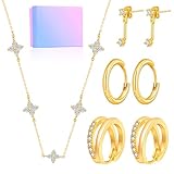 Diseño atemporal y características de uso versátiles: el juego en clásico aspecto dorado y plateado es un estilo atemporal. Los diseños finos y sencillos de los collares y pendientes son perfectos para el apilamiento apilado y combinan con cualquier atuendo.