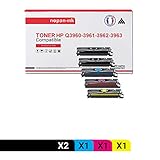  NOPAN-INK - Toner x5 - Q3960A C9700A (x2) + Q3961A C9701A (Noir x2 + Cyan + Magenta + Jaune) - Compatible pour HP Color LaserJe