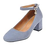  Birdsight Riemchen Pumps mit Blockabsatz 5cm Absatz Geschlossen Damen Schuhe (Blau, 40)
