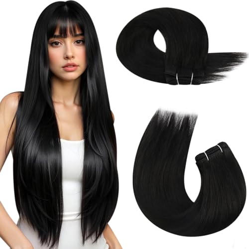 Moresoo Human Hair Extensions Black 20" 100g Straight