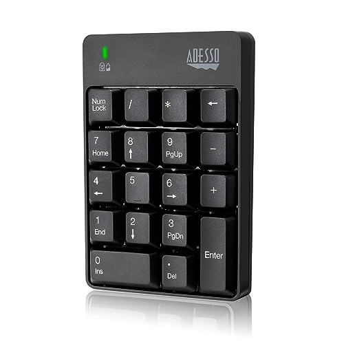 Image of Adesso WKB-6010UB - Wireless Spill Resistant 18-Key Numeric Keypad Number Pad, Black