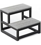 U HOOME Wooden Step Stools for Adults Kids, 2 Step Heavy Duty Stepping Stools Portable Stool Bath...