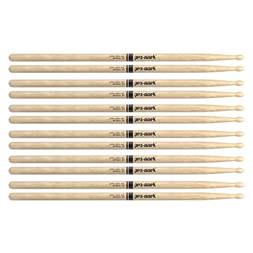 Pro-Mark Japanese White Oak 5A Wood Tip Drum Stick (6 Pair)
