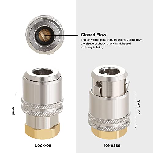 Air Chucks RV Heavy Duty Tire Chuck Quick Plug For Inflator Gauge For Car T.SE E