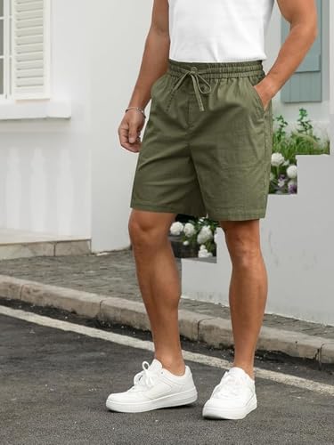 Image of Vogaan Men's Cotton Linen Shorts | Comfortable Breathable Casual Summer Shorts for Men