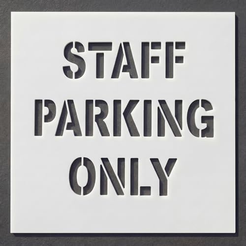 Leinuosen Staff Parking Only Stencil for Parking Lot, 24x24 Inch Reusable HDPE Pavement Marking Template with 3.75" Letter Height, 78 Mil Thick Spray Paint Stencil for Asphalt Concrete Commercial by Leinuosen - Used condition - US$36.03