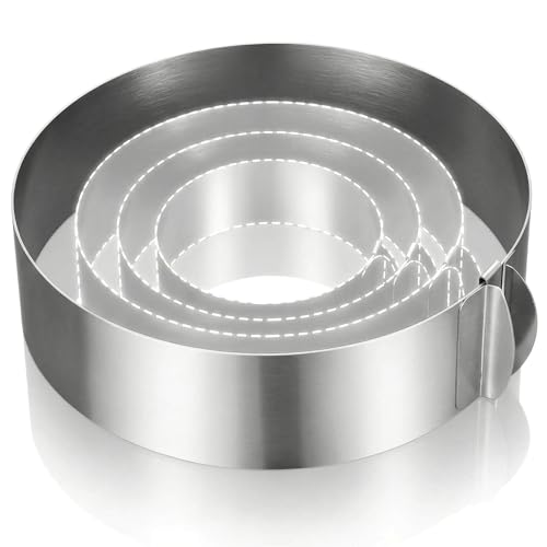 Amylove 1 Pcs Adjustable 6-12 Inch Round Cookie Cutter, Circle Cookie Cutter Stainless Steel Round Cake Trimmer for Baking Kit Mousse Layered Cake Biscuit Food Tiramisu Pastry