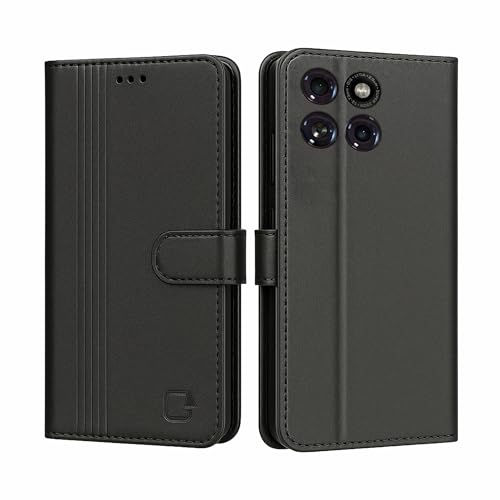Image of AIBEX Shock Proof Flip Compatible for Motorola Edge 60 Pro 5G Flip Cover Leather Finish | Inside TPU with Card Pockets | Wallet Stand | Complete Protection Flip Case - Black