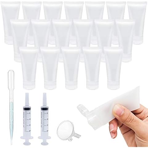 WINSDL 18Pcs Refillable Clear Cosmetic Containers, Travel Toiletry Bottles with Lid, for Toothpaste Shampoo Facial Cleanser Body Lotion (30ml) Cover