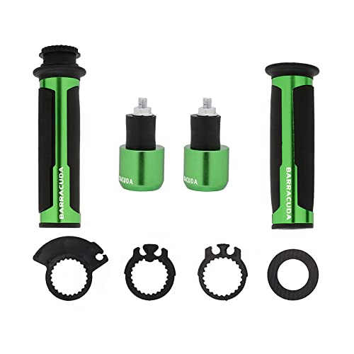 Speed-X Premium Barracuda Italian Design Handle Grip with Metal Handlebar Ends with Aluminium Insert for Bikes and Motorcycle, Metallic GREEN (Set of 2) EX8423