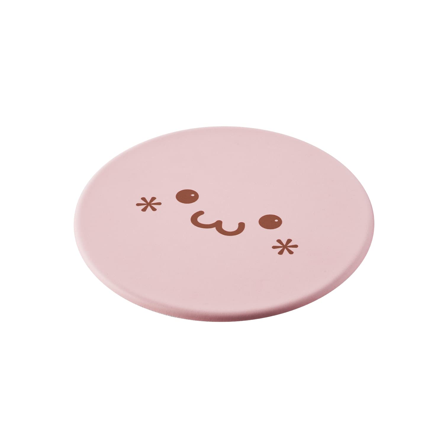ELECOMCute Face Mouse Pad, Thick Ergonomic Round Mouse Pad for PC Laptop Computer, Durable Rubberized Base, Smooth Soft Material, Kawaii Desk Accessories, Pastel Pink, 8.3 x 8.3 (MP-FC01GF-G)