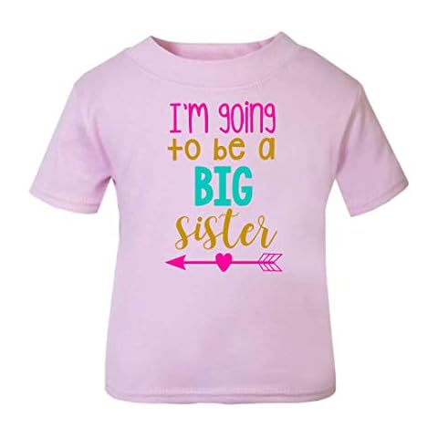 I'm Going to be a Big Sister (Arrow Heart Sibling Announcement) Short Sleeve Cotton Toddler t Shirt, 1-2 Years, Pastel Pink Cover