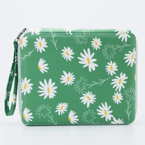 YOUNGCOL 120 Slots Colored Pencil Case Color Pencil Organizer Storage Large Capacity Pencil Case (Green + Sunflower)