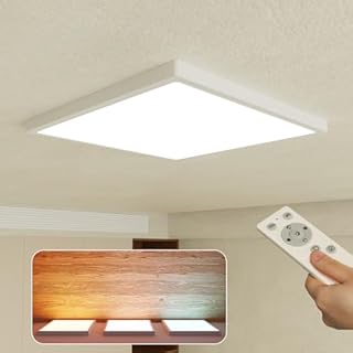 SHILOOK Lampa sufitowa LED, płaska, ściemniana, z pilotem zdalnego sterowania, kwadratowa, 30 x 30 cm, 24 W, 3200 lm, 3000-6000 K, do sypialni, kuchni, pokoju dziecięcego, łazienki, korytarza, salonu