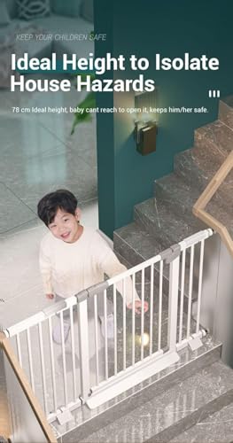 Image of StarAndDaisy Baby Safety Gate for Kids Home Stair Barricade Door with Two Way Auto Close, No Dril Required Retractable Door with Adjustable Linkage Lock
