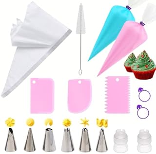 39Pcs Piping Bags and Tips Set, Cake Decorating Supplies for Baking with Disposable Pastry Bags and Tips,Silicone Rings,Converters,Cake Decor Tools for Cream Frosting,Cookie Icing Cakes Cupcakes