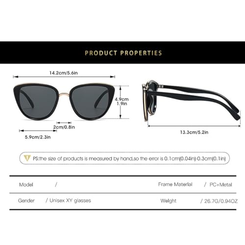 Retro Glasses Women Fashion Metal Shades Outdoor Travel Driving Uv4002