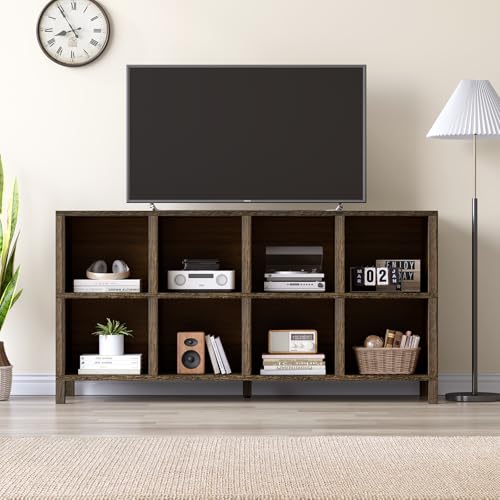 TVU 8 Cube Organizer Bookcase - 11in Opening Storage Shelf Bins Container, Multifunctional Cubicle Rack for Storage & Display, Furniture for Living Room Bedroom Office (Rustic Brown, 8-Cube) - Thumbnail 5