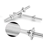 Yes4All Pair of Threaded Dumbbell Handles 14/16/18/24 inch, Chrome/Rubber Grip, Fit 1” Plates, Weight Bar Connector - Image 2