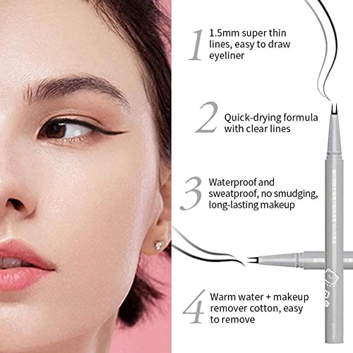 Double Tip Lower Eyeliner Pencil, Super Slim Liquid Eyeliner Pen Waterproof Long Lasting Eyeliner Eye Makeup Tool for Women and Ladies (Brown+Black) - Image 5