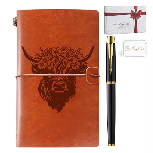 Cuaderno de piel de vaca Highland para tomar notas en reuniones de oficina y escritorios en casa