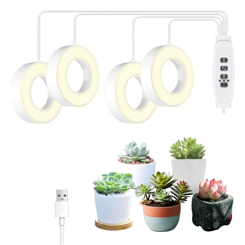 Lámpara de crecimiento para plantas de interior - con temporizador de iluminación de cuatro cabezas, 213 cm, cable largo, lámparas de plantas interiores para crecimiento, para casa, acuario
