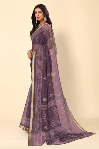 Image of MIRCHI FASHION Kota Doria Cotton Saree with Blouse Piece | Paisley Block Printed Saree for Women | Traditional Ethnic Daily Wear Summer Saree