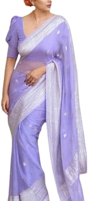 Women's Pure Soft Cotton Silk Saree Kanjivaram Style With Blouse Piece Perfect for Weddings, Parties, and Special Occasions Inspired by traditional Indian craftsmanship
